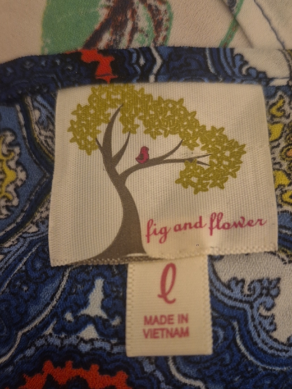 Fig & Flower Floral Boho Blouse Patchwork Pocket Top Cottagecore Blue Yellow - Picture 7 of 7